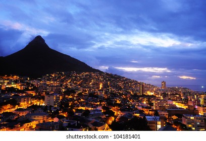 Cape Town City With Lion Head Background