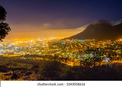 Cape Town City Night View From Lion Head