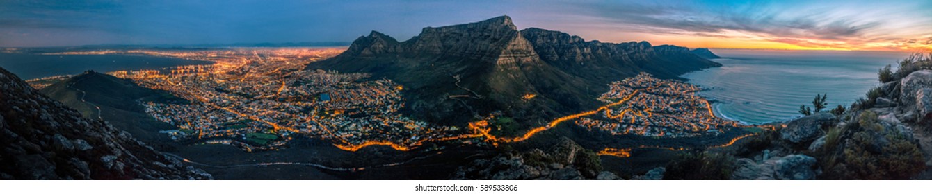 Cape Town At Dusk - Shutterstock ID 589533806