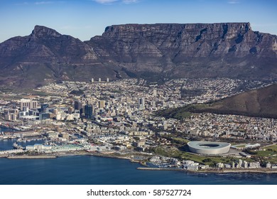 Cape Town Harbour City Table Mountain Ariel View