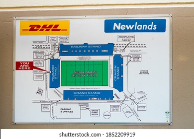 Cape Town - May 18, 2020: Newlands Rugby Stadium Map Of The Grounds And Seating Areas On An Exterior Wall