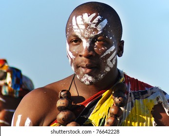 CAPE TOWN - MAY 25 : An unidentified young man wears traditional clothing, during presentation of a Zulu show on May 25, 2007 Cape Town, South Africa