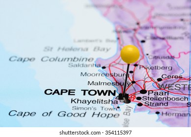 Cape Town Pinned On A Map Of Africa 