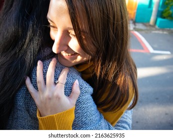 Cape Town, South Africa 02-06-2022

Close Up Of Two Beautiful, Female, South African Friends Having A Warm Moment Together. Smiling And Hugging One Another.