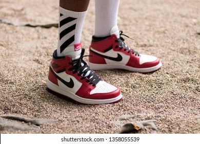Cape Town, South Africa. 3 April 2019. Air Jordan 1 Retro Sneakers.