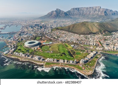 Cape Town, South Africa (aerial view) shot from a helicopter