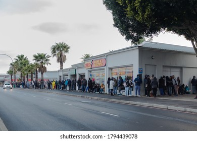 Cape Town, South Africa - August 2020: Covid Relief Funds In South Africa.Unemployment Rate In Africa High. People Waiting Hours For 20 Dollars To Survive For A Month.