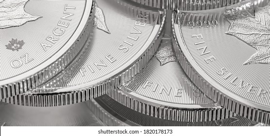Cape Town, South Africa - August 17, 2019: Illustrative Editorial image of a 9999 Silver Canadian Maple Leaf Bullion Coin