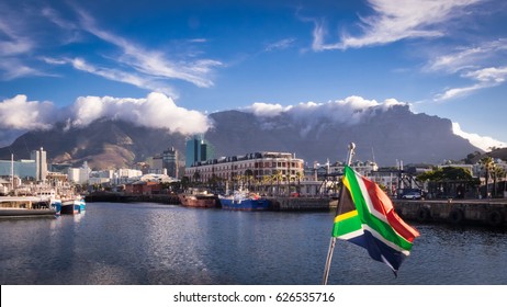 Cape Town, South Africa - CIRCA December 2016. Table Mountain From Victoria And Albert Waterfront