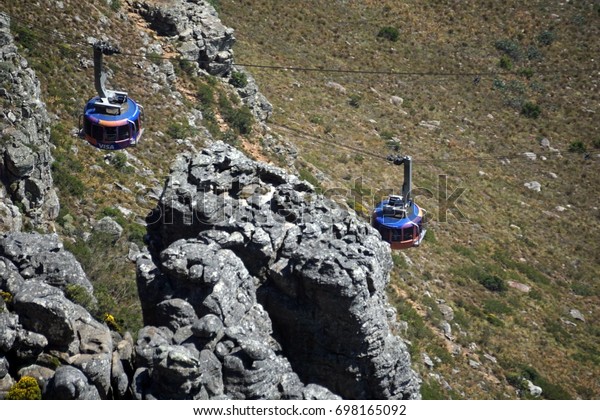 CAPE TOWN, SOUTH AFRICA - CIRCA NOVEMBER 2016:\
Cable cars on Table\
Mountain
