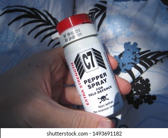 Cape Town, South Africa - Feb 8, 2012: Woman Holding C7 Self Defence Spray Or Pepper Spray (Oleoresin Capsicum, Non-lethal Legal Irritant). Used For Protection And Personal Security Or Safety.