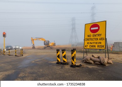 Cape Town, South Africa - May 2020: Construction Site, Misty Morning Sunrise, Development In Africa, Civil Engineering