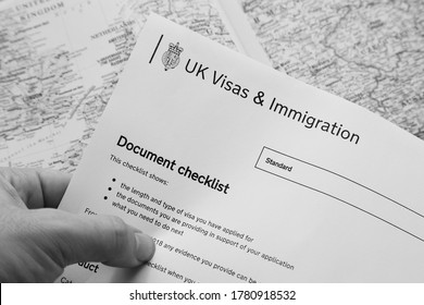 Cape Town, South Africa - May 02, 2020: UK Visa And Immigration Application Form. Travelling From South Africa To United Kingdom Concept Image. 