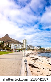 Cape Town, South Africa - May 12, 2022: View Of Sea Point Promenade On The Atlantic Seaboard Of Cape Town South Africa	