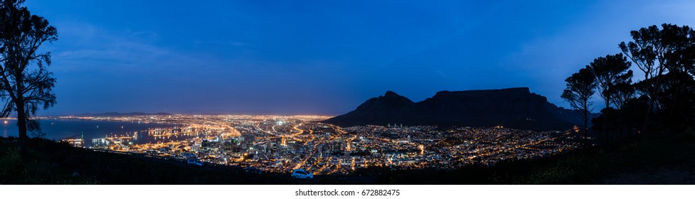 Cape Town (South Africa) at night, view from Signal Hill