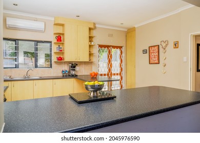 Cape Town, South Africa - September 2021: Open Plan Kitchen, With Built In Cupboards, Oven, Stove And Hob. Family Home Kitchen.