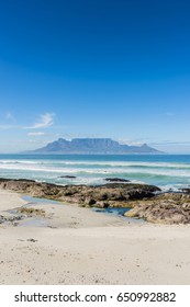 Cape Town Table Mountain across the ocean from Blouberg beach