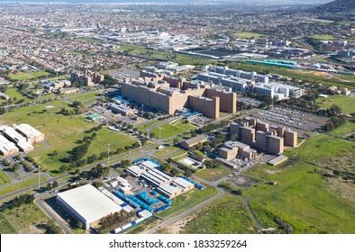 Cape Town, Western Cape / South Africa - 08/26/2020: Aerial Photo Of Tygerberg Hospital And Stellenbosch Medical Campus