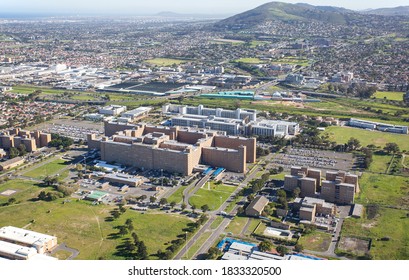 Cape Town, Western Cape / South Africa - 08/26/2020: Aerial Photo Of Tygerberg Hospital And Stellenbosch Medical Campus