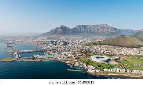 Cape Town,South Africa (aerial view from a helicopter) with the stadium in the focus - Shutterstock ID 665800213