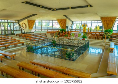 CAPERNAUM, ISRAEL, SEPTEMBER 15, 2018: Interior Of A Modern Church Inside Of The Capernaum Complex In Israel