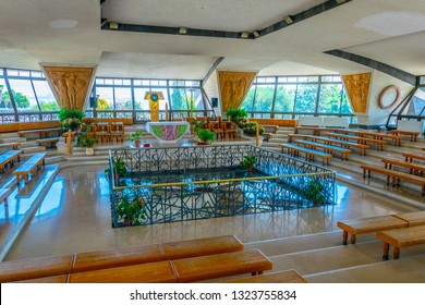 CAPERNAUM, ISRAEL, SEPTEMBER 15, 2018: Interior Of A Modern Church Inside Of The Capernaum Complex In Israel