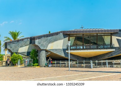 CAPERNAUM, ISRAEL, SEPTEMBER 15, 2018:modern Church Inside Of The Capernaum Complex In Israel