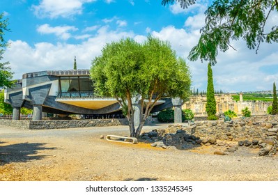 CAPERNAUM, ISRAEL, SEPTEMBER 15, 2018:modern Church Inside Of The Capernaum Complex In Israel