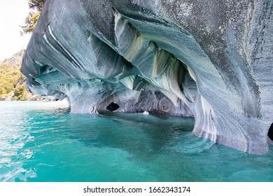 Capillas de marmol, also known as marble cathedrals, in Puerto Rio Tranquilo, Patagonia, Chile. On the banks of a turquoise lake called General Carrera - Powered by Shutterstock