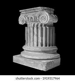 Capital of the ancient Greek Ionic order isolated over black background