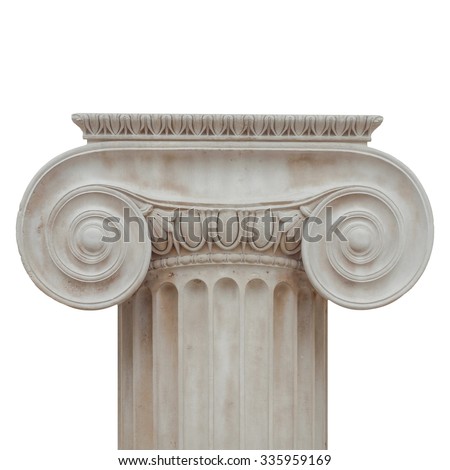 Capital of the ancient Greek Ionic order isolated over white background