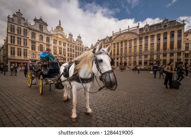 The capital of Belgium is Brussels. Streets, squares, buildings of the city. Cityscape October 18, 2018