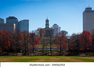 Capital Building In Nashville Shot From Park Below.