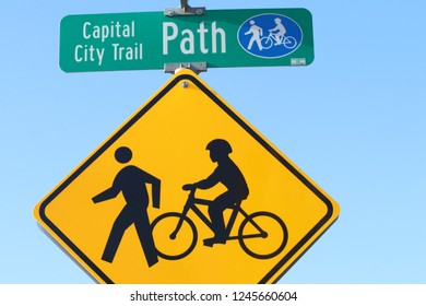 Capital City Bike Trail Sign In Madison Wisconsin