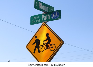 Capital City Bike Trail Sign In Madison Wisconsin