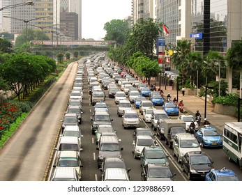 Capital City Of Indonesia, Jakarta,  Traffic Jam At Noon