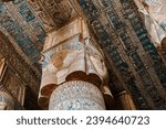 The capital of the column is in the shape of the ancient Egyptian goddess Hathor, Dendera temple complex One of the best preserved temple complexes of Ancient Egypt.