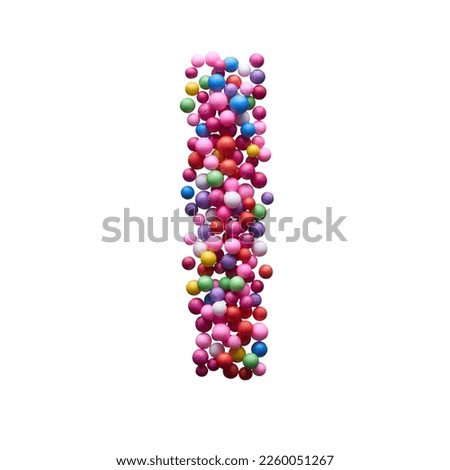 Capital letter I made of multi-colored balls, isolated on a white background.