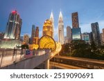 The capital of Malaysia, famous skyscrapers such as the Twin Towers (Menara Berkembar Petronas), nature, trees and big cities, "saloma bridges", are popular with tourists. Malaysia, Asia.