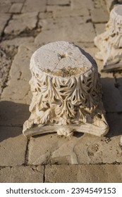 capital - the upper part of the column close-up. Neoclassical style building element