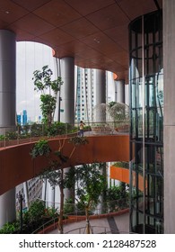 CapitaSpring, Singapore - Feb 24 2022: Sky Garden With 2 Levels High Ceiling