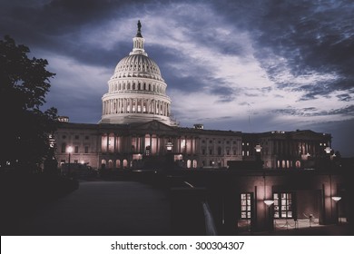 The Capitol Building At Night In Washington DC - United States 