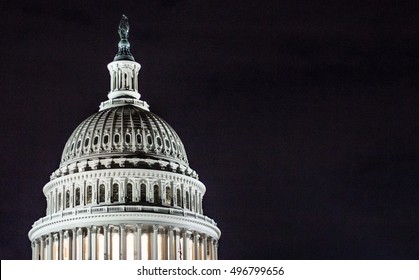 The Capitol Building Rotunda At Night In Washington, DC