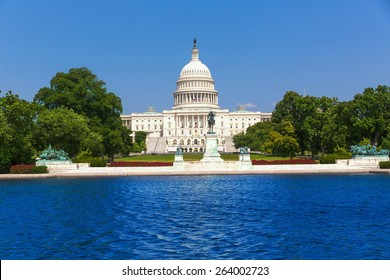 Capitol building Washington DC sunlight USA US congress pool