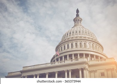 Capitol Hill Building in Washington DC with Vintage Filter - Shutterstock ID 365373944