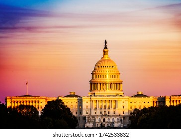 Capitol Hill, The Congress At Sunset