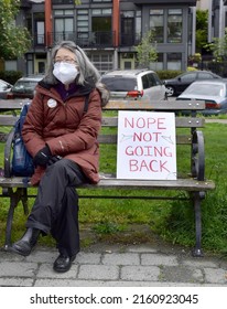 Capitol Hill, Seattle, WA - May 14, 2022:  Women's Anti Abortion Rally Participant Showing Her Sign.