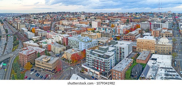 Capitol Hill Seattle Washington USA City Aerial Landscape Buildings Highway View
