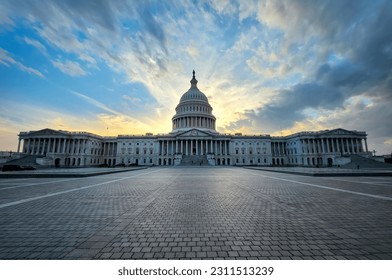 Capitol with sunset in Washington D.C.