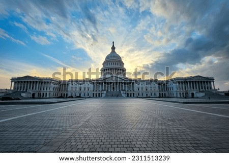 Capitol with sunset in Washington D.C.